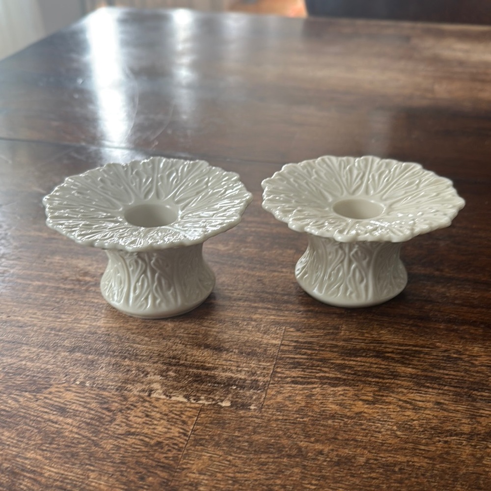Lenox Woodland Cream Candle Holders